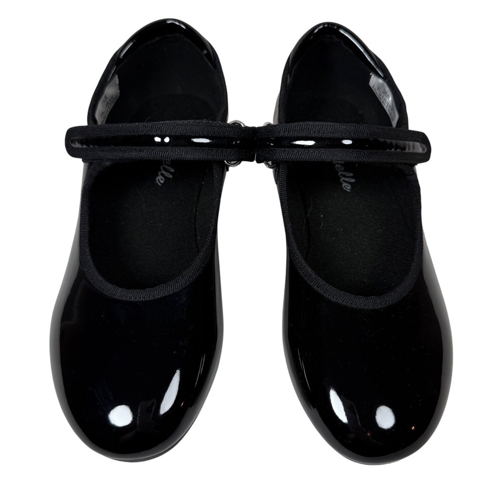 Stelle Black Patent Mary Jane Tap Shoes Kids Size 2ML Hook and Loop Strap